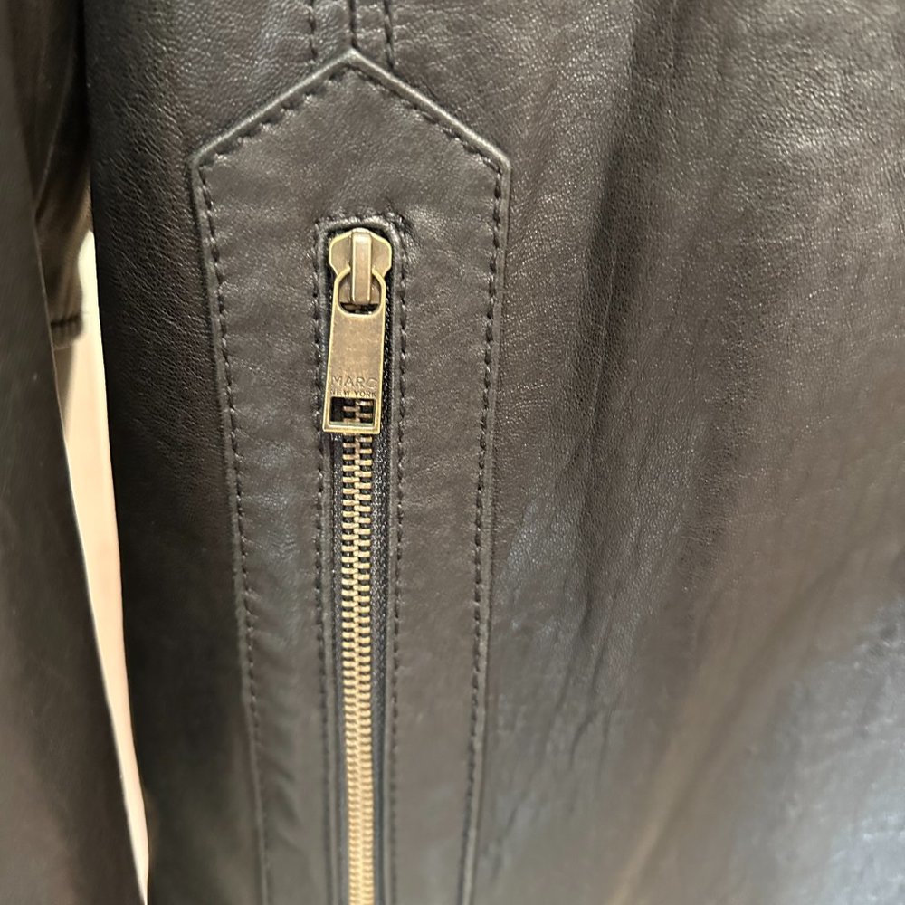 Men's Brown Leather Bomber Jacket - Picture 6 of 11
